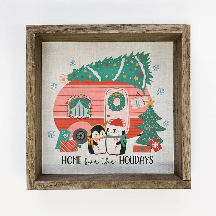Hem för semestern Penguin Camper - Holiday Canvas Art  för wholesale av Hangout Home