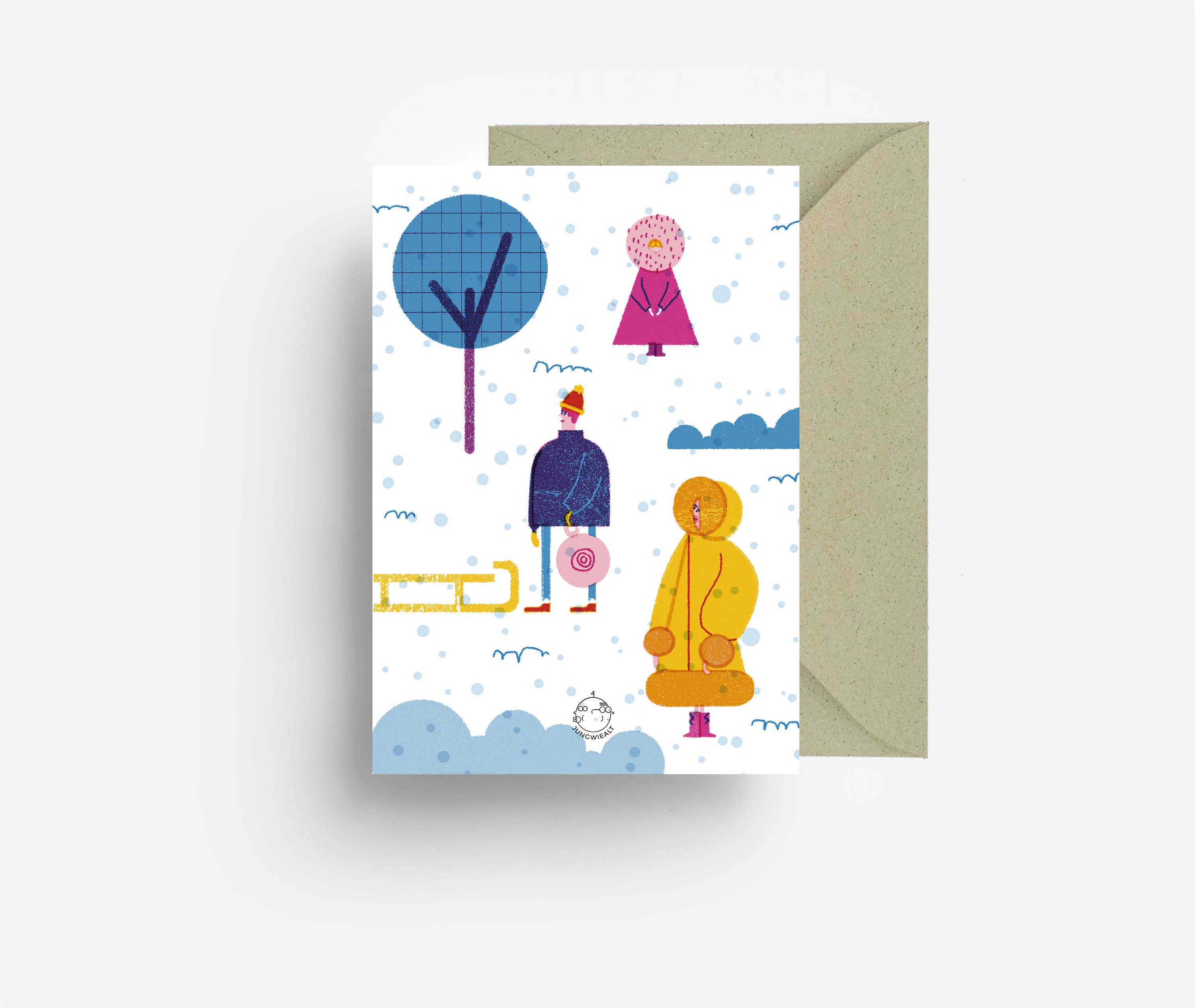 jungwiealt - Wholesale Season's Greetings Card - Snowball Fight Greeting Card 1