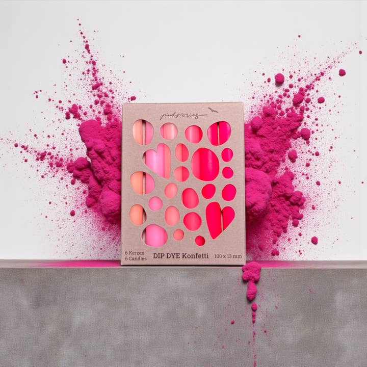 Dip Dye konfetti fødselsdagslys i neonlook til piger, sæt med 6 for engroshandel hos Pink Stories