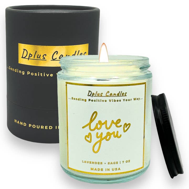 I love you Vela de Soja Perfumada Lavanda c/ Caixa Presente para Mulher por atacado de Dplus Candles