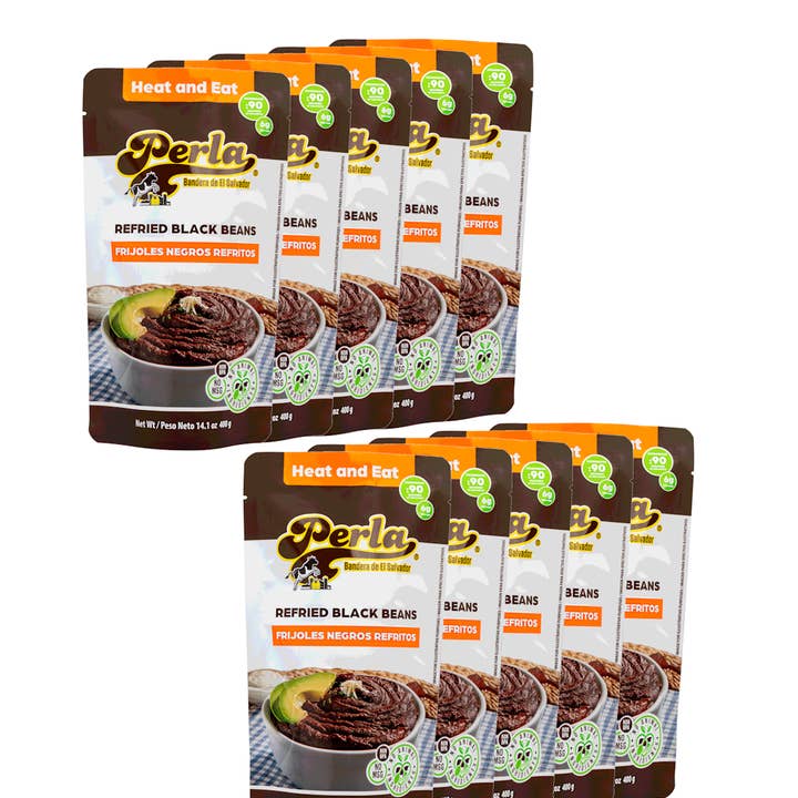Perla Feijão Preto Refrito (Frijoles Negros Refritos) 14 oz, Pack de 10 por atacado de Amerisal Foods
