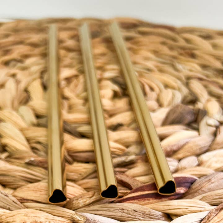 Olivia Jean Boutique - Wholesale Drinking Straw - Gold Heart Shaped Stainless Steel Reusable Straw0