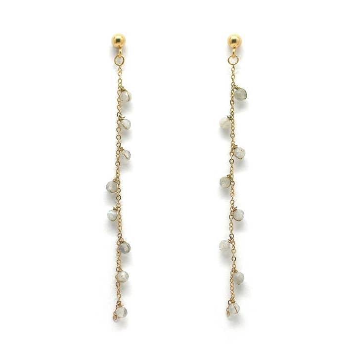 Cascade Semi Precious Stone Dangle Earrings -French Flair Collection- E4-139 for wholesale by LIZOU