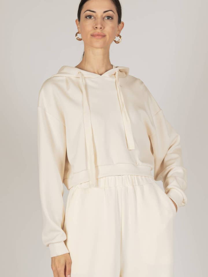 P. CILL - Wholesale Hoodie - Women's - P. CILL Butter Modal Cropped Hoodie Top