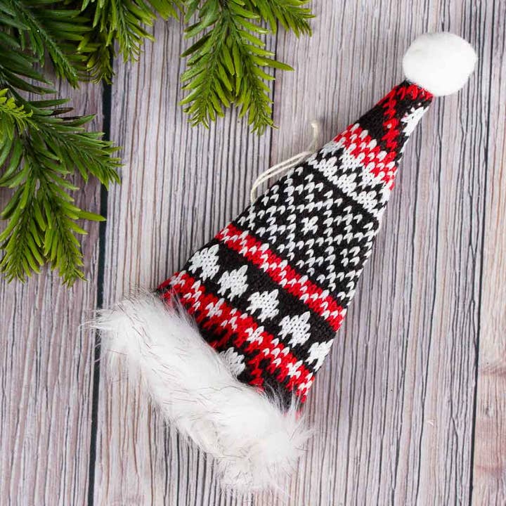 Factory Direct Craft - Wholesale Ornament set - Mini Red and Black Winter Knit Hat1