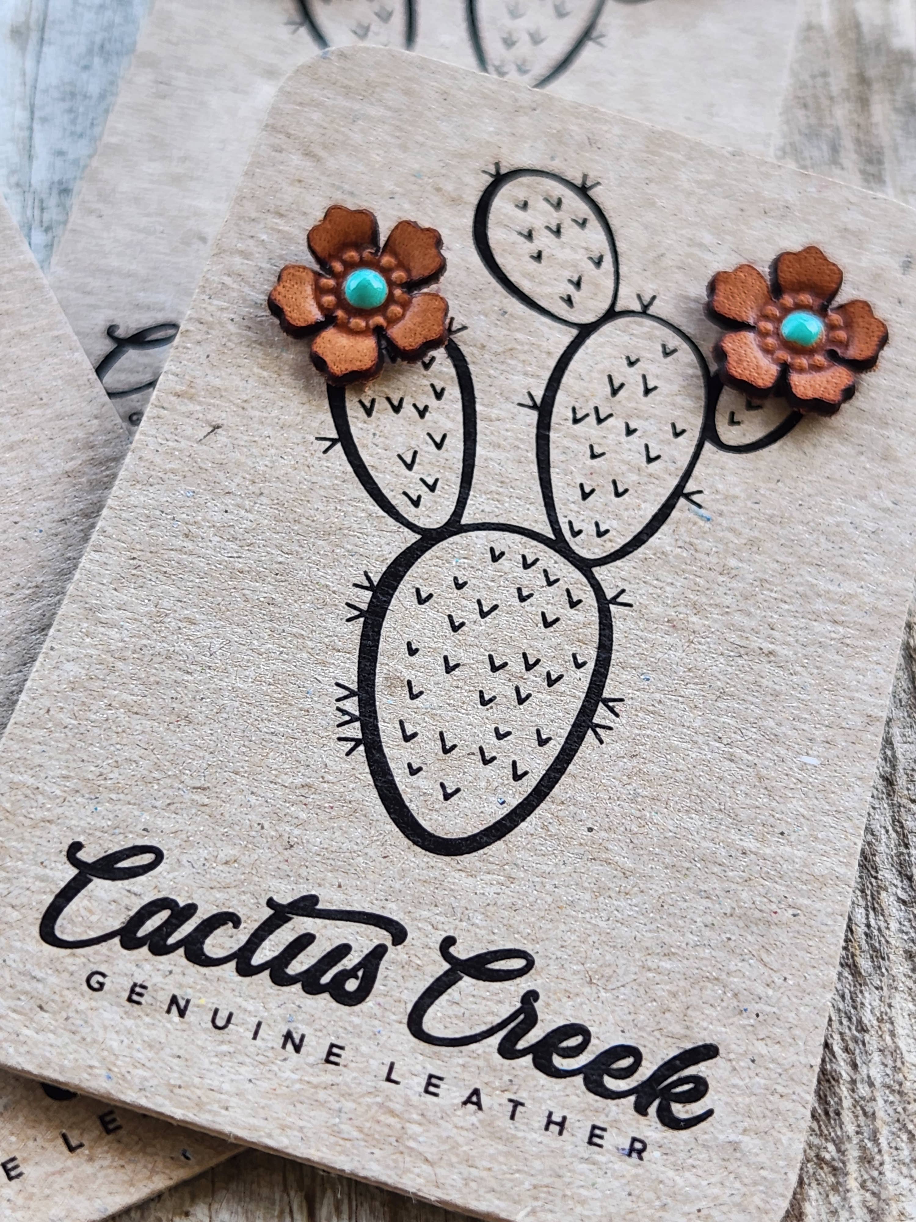 Cocklebur & Co. - Wholesale Stud/Post Earrings - Western Rose Genuine Leather Earrings1