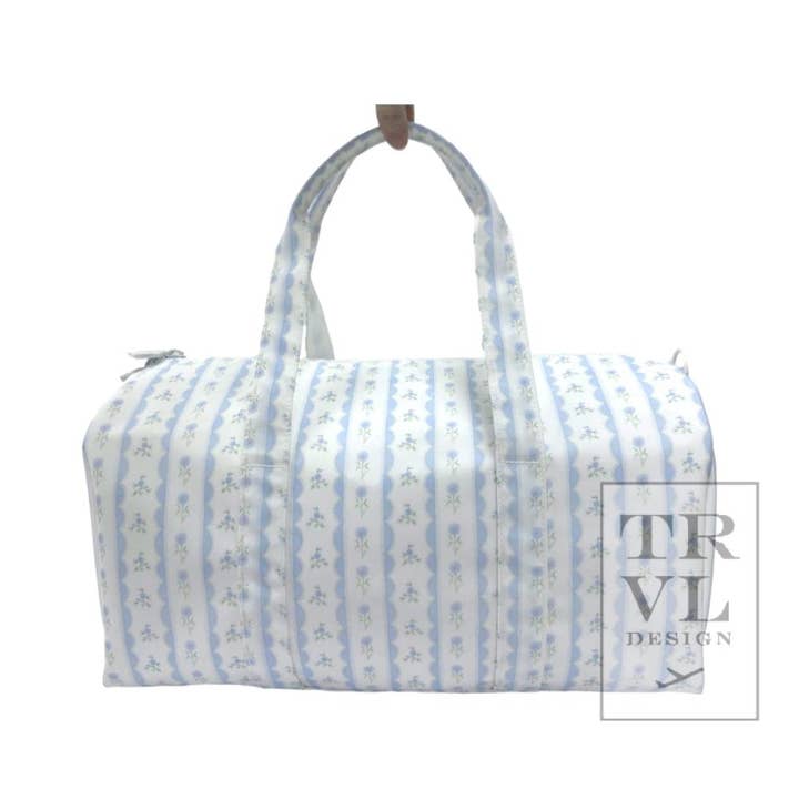 TRVL Design - Wholesale Weekender Bag - Women's - Weekender - Ribbon Floral Blue Duffel Bag