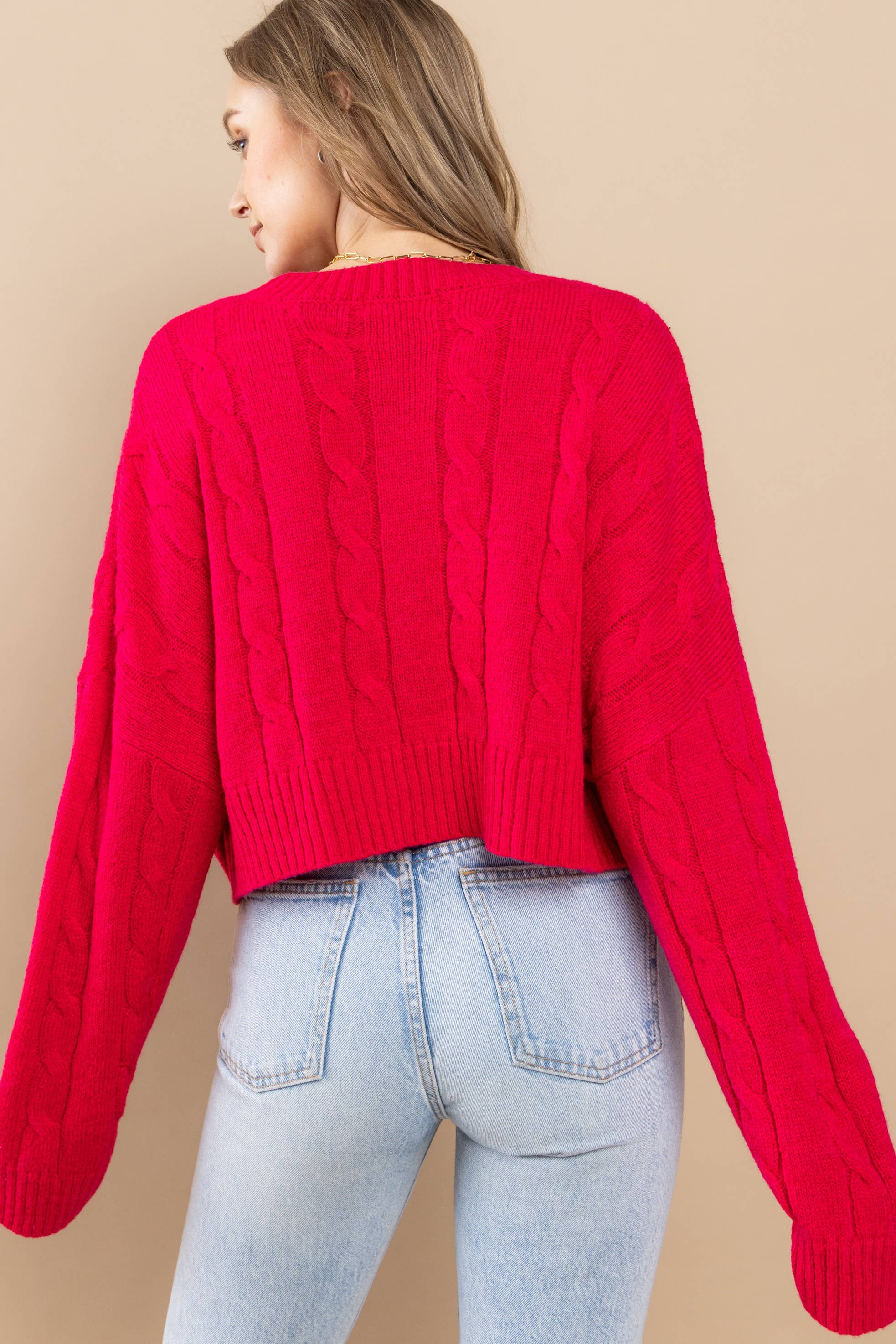 AIBLEE - Wholesale Knit Sweater - Women's - Cable Cropped Sweater - Retro/Vintage Design19