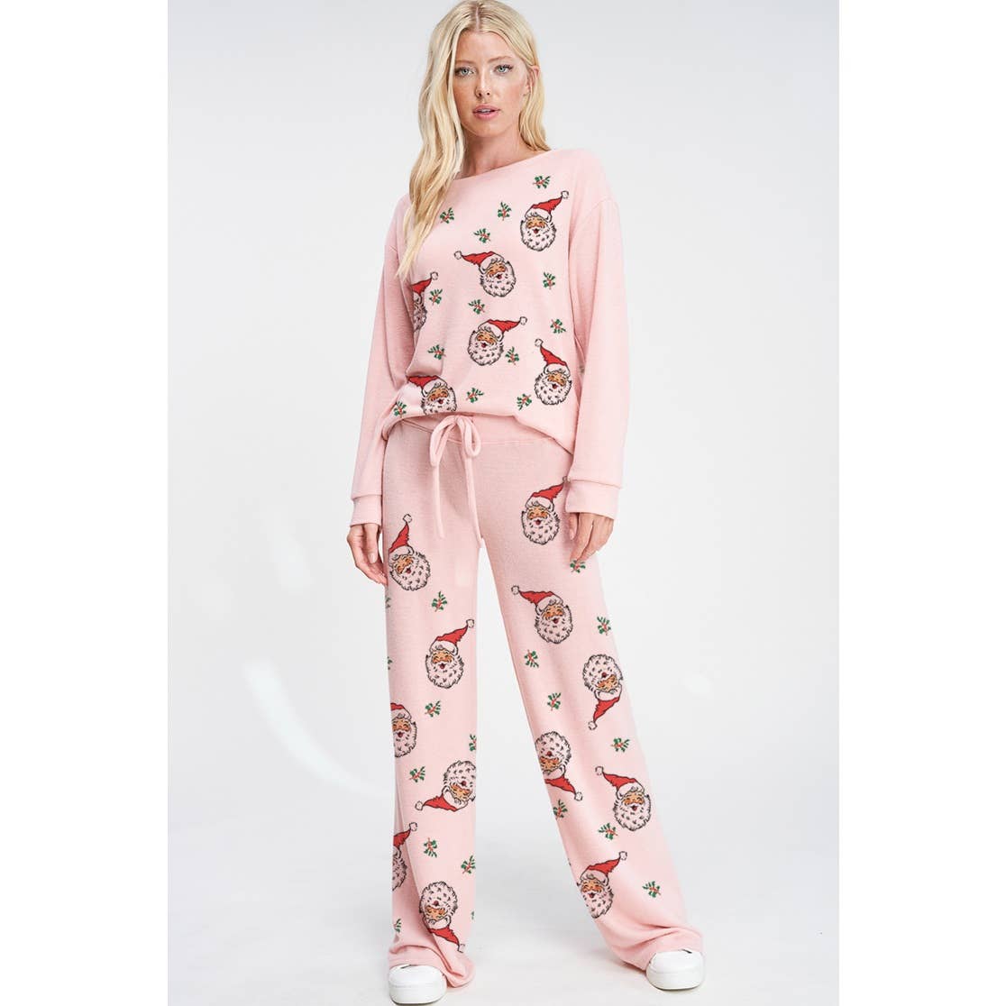 Phil Love - Wholesale Graphic Sweatshirt - Women's - Santa all over print soft lounge wear set 2