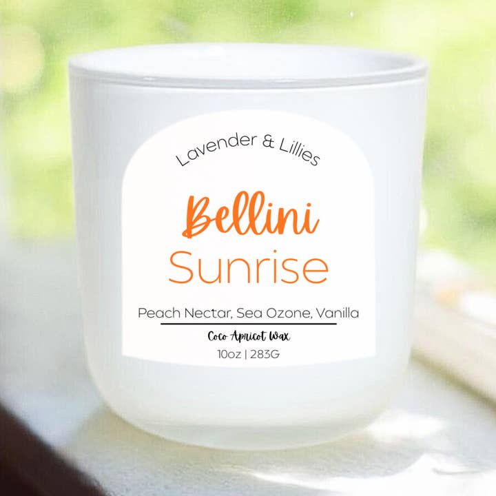 Bellini Sunrise- 10oz Coco Apricot Woodwick Candle for wholesale by Lavender & Lillies