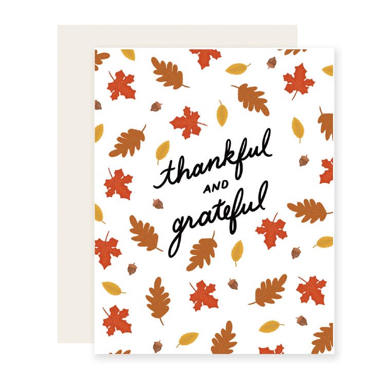 Thankful & Grateful | Thanksgiving Fall Card for wholesale by Slightly Stationery