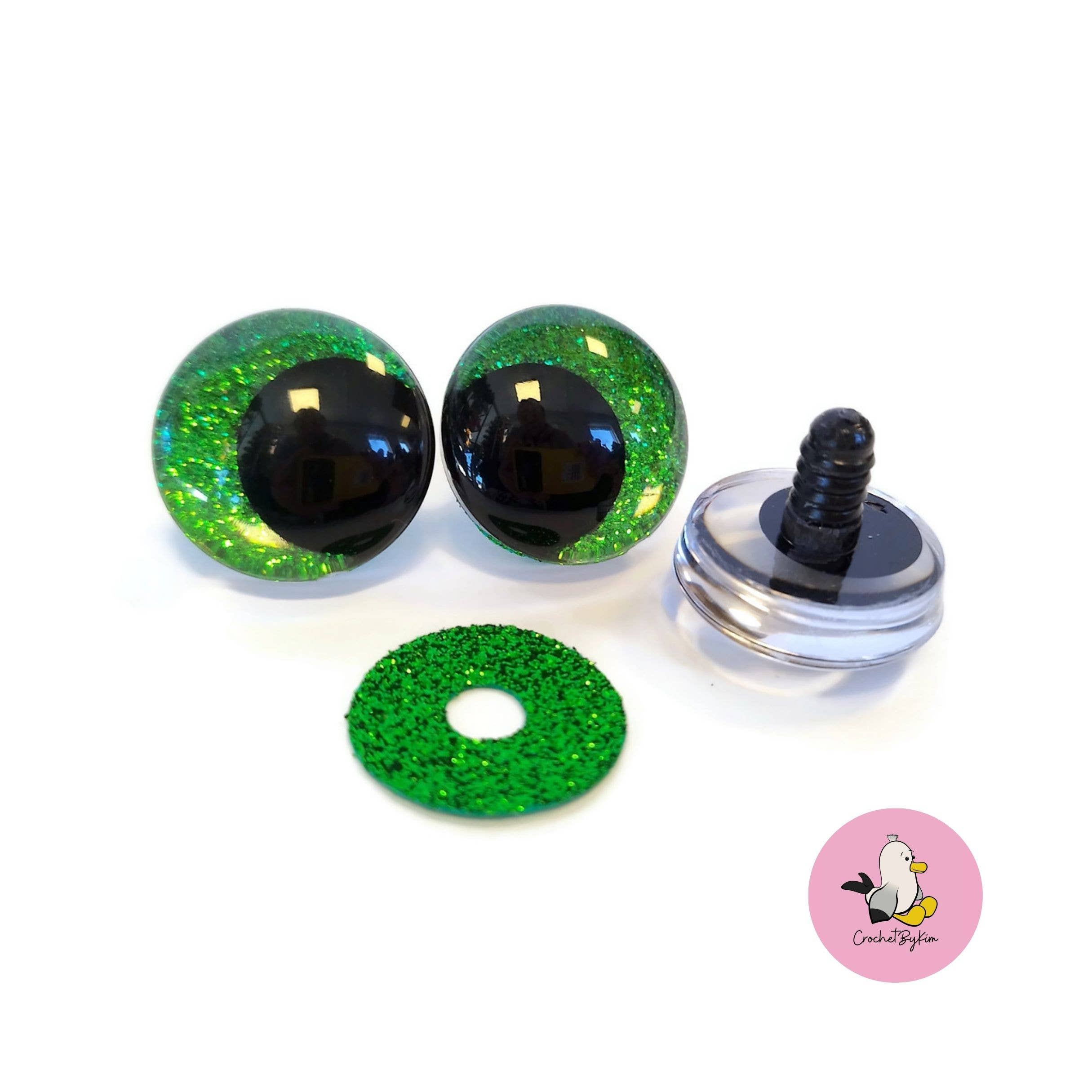 CrochetByKim - Wholesale Knitting/Crochet Supplies - Off-center green glitter eyes for amigurumi toys0