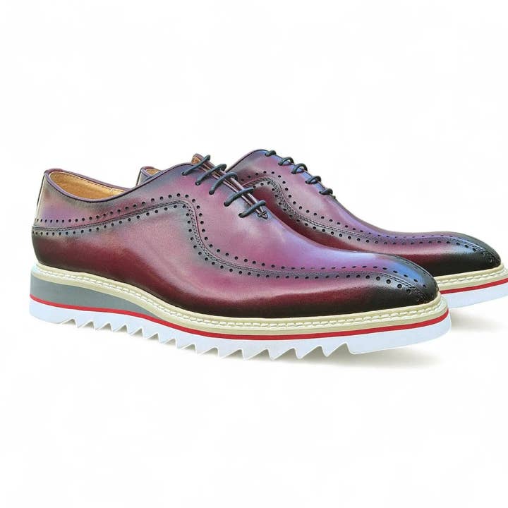 Burgundy Leather Lace-up in Bicycle Toe for wholesale by Carrucci Shoes