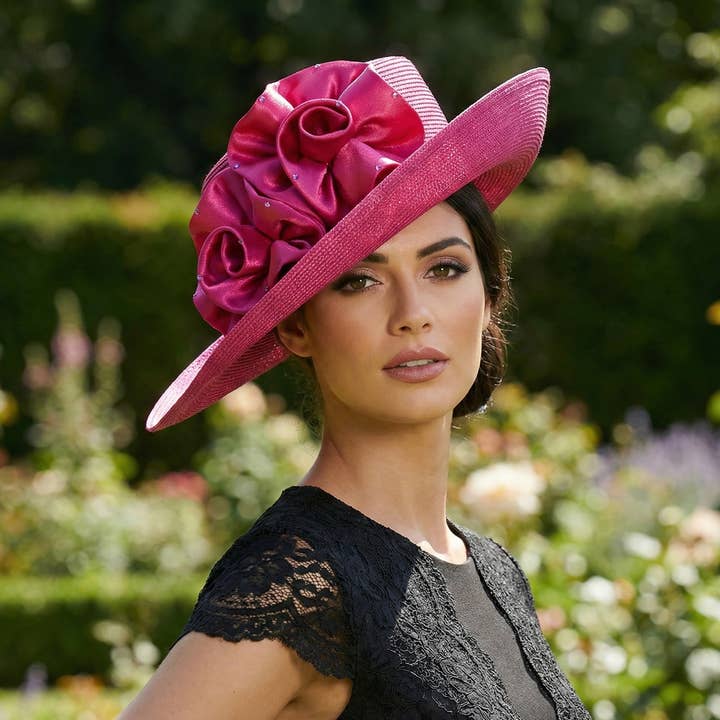 T04 - Elegant Sinamay Floral Dress Hat with Rhinestone for wholesale by Maspros