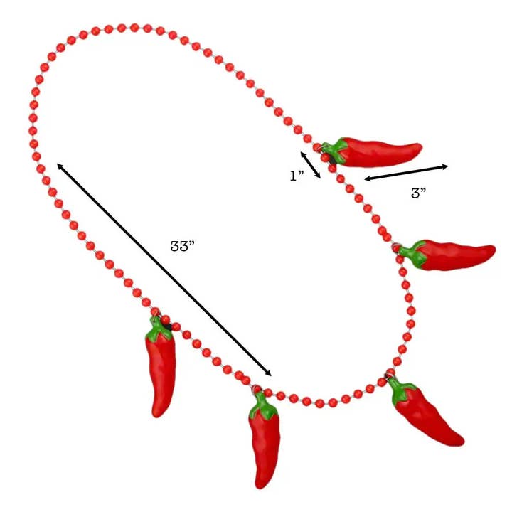 Blinkee.com, LLC - Wholesale Beaded/Pearl Necklace - Jumbo Chili Pepper Charm Necklace for Cinco de Mayo3