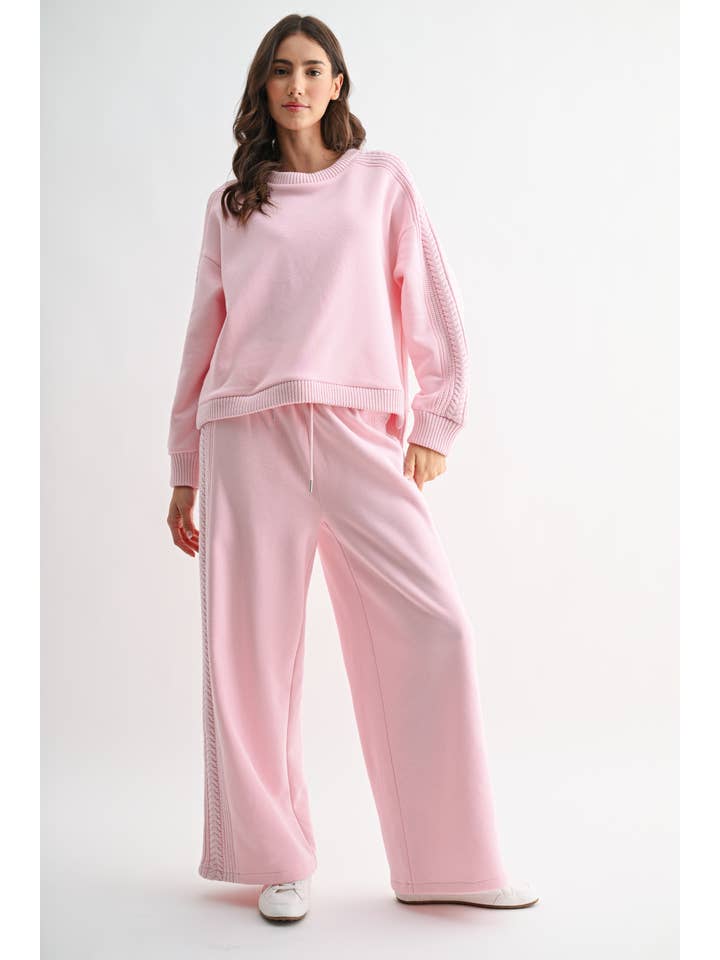 LT. PINK CS10248E ÜBERGROßES LOUNGE-SET MIT ZOPFSTRICKBESATZ für den Großhandel auf Faire