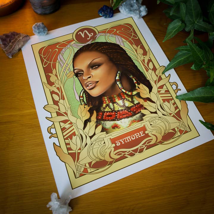 Symone - Impresión Capricornio para venta al por mayor de Black Zodiac Prints