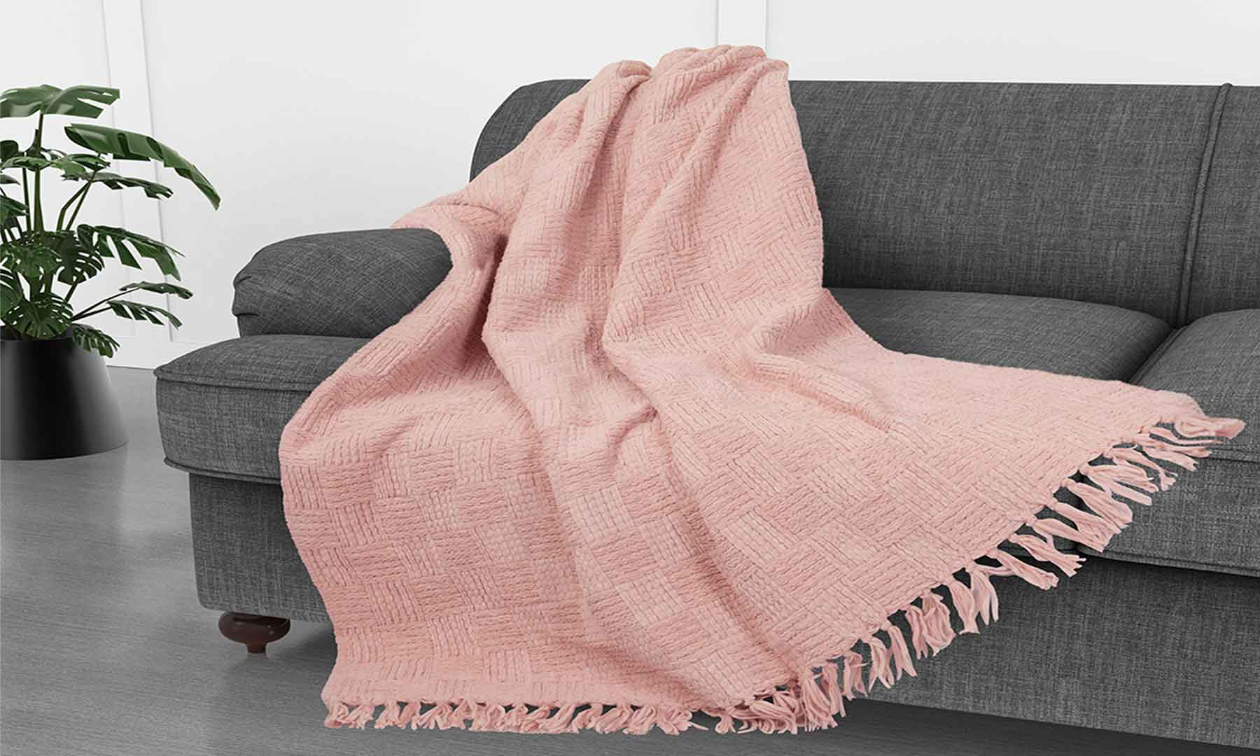 Bed Bath Fashions - Vente Plaids - Plaid panier à franges en chenille surdimensionné Kathy Ireland26