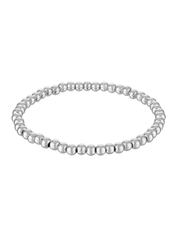 SILVER STRETCH BEAD BRACELET 4MM for wholesale by Kinsey Designs