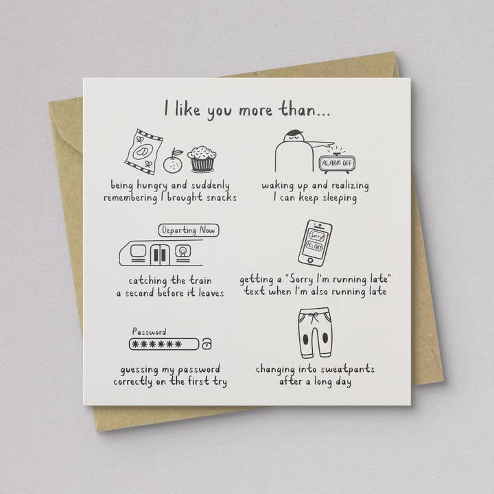 Kwohtations - Wholesale Love Card - I Like You More Than Valentine's Day Card1