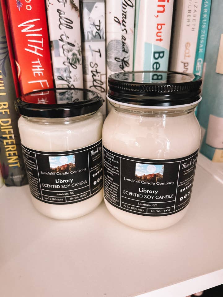 Library for wholesale by Lunalake Candle Company, LLC