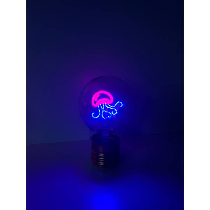 29 Tonight - Wholesale Decorative Tabletop Object - Lightbulb Neon Lamp- Jellyfish (pink and blue)