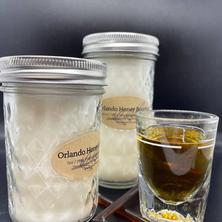 Orlando Honey Bourbon Crackling Wick Coconut Soy Candle for wholesale by The Whiffletree Co