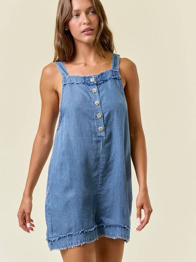 Tencel-Denim-Overall mit Knopfverschluss vorne - 27734R-1 für den Großhandel von Doe and Rae