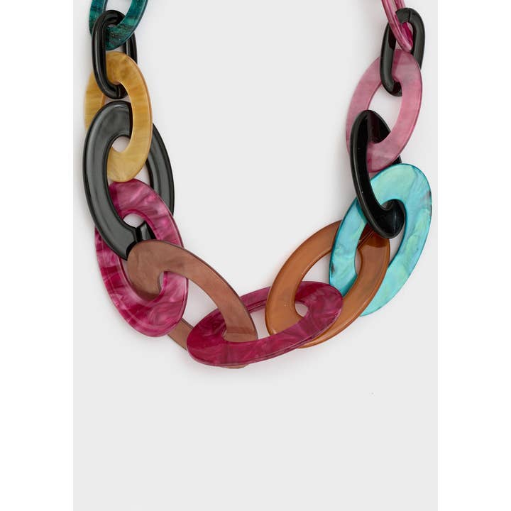 NALI' - Vente Colliers plastrons - COLLIER EN RÉSINE VIOLET/OCHRE - N643
