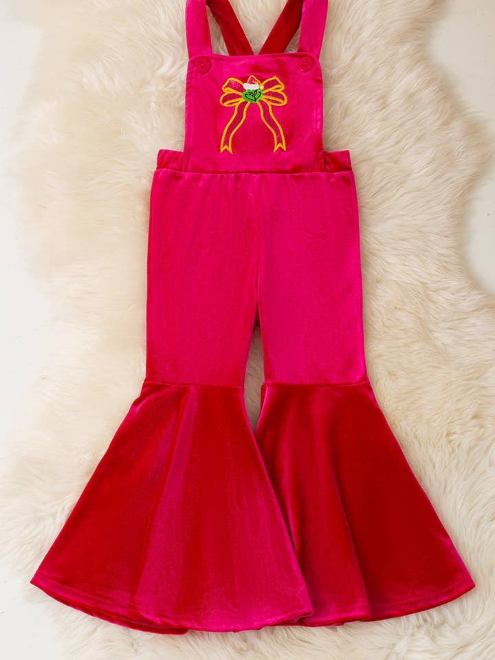 Kids Charm Online - Wholesale Jumpsuit - Kids - Christmas character on fuchsia velvety fabric romper. PNG50763 SOL1
