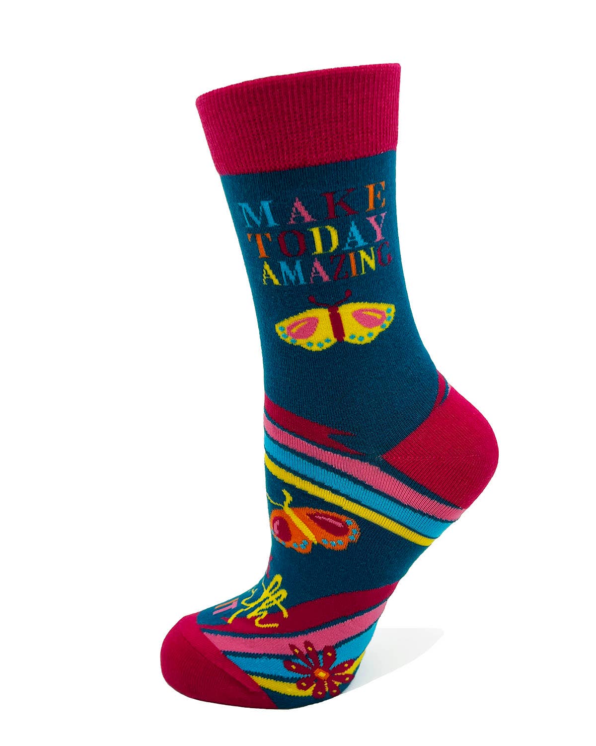 Fabdaz - Wholesale Socks - Women's - Think Happy Thoughts Make Today Amazing Women's Crew Socks2