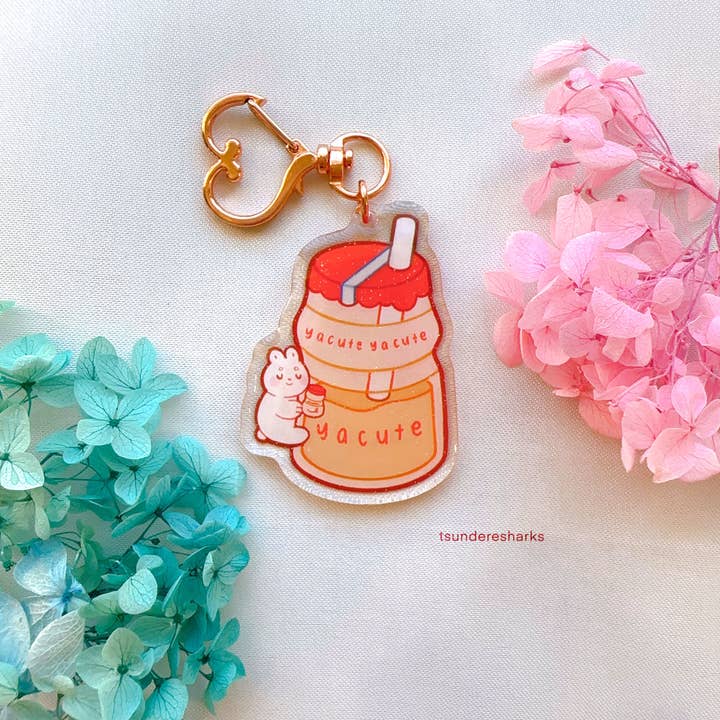 tsunderesharks - Wholesale Keychain - Women's - Yacute + Soju Bunny Glitter Acrylic Keychains3
