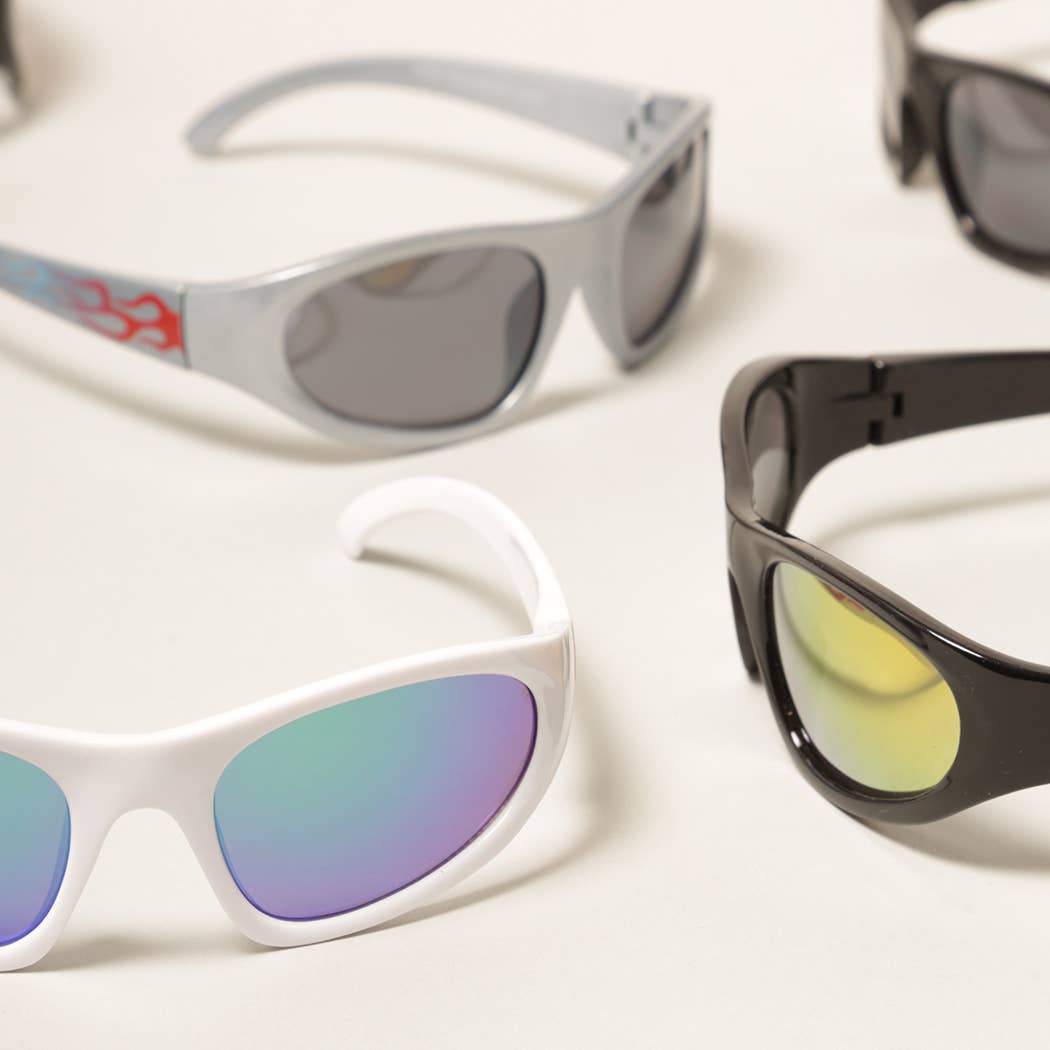  ASSORTED COLOR Kids Trendy Flame Pattern Sunglasses for wholesale on Faire1