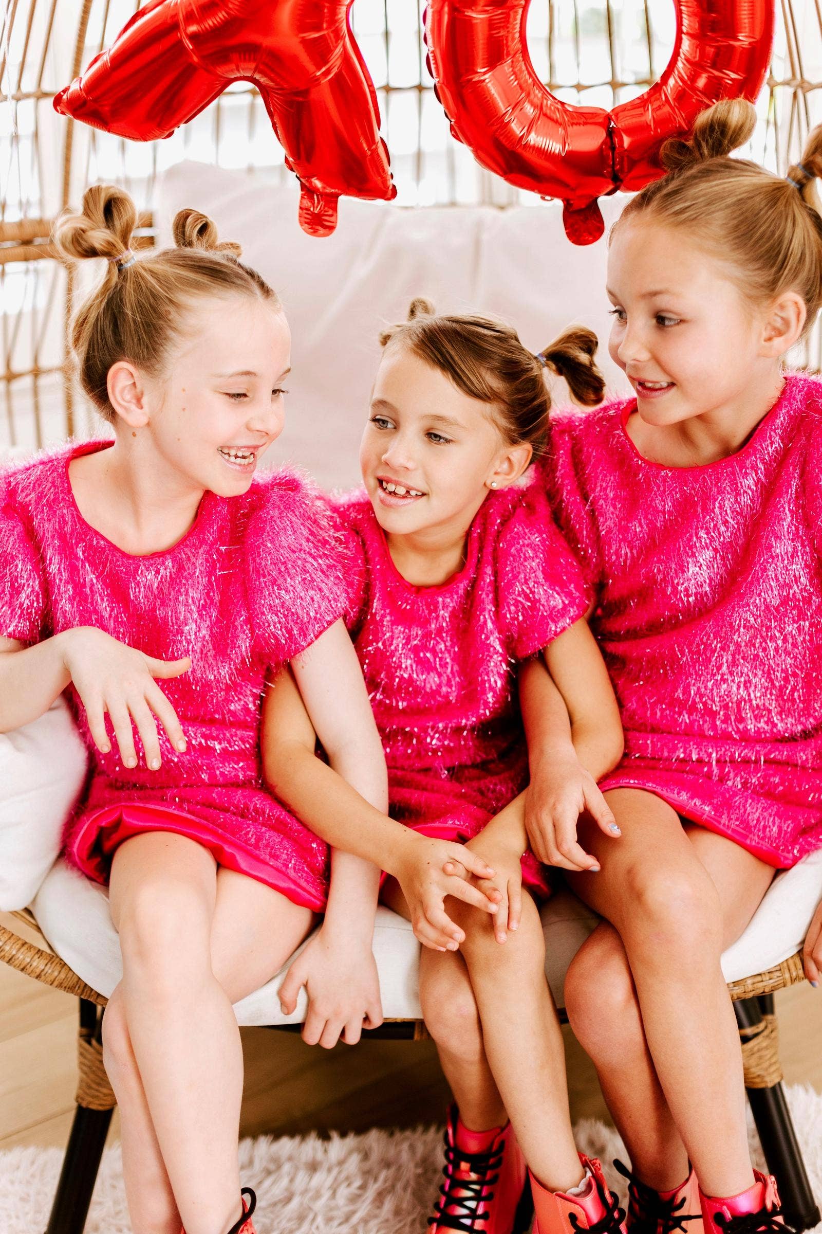 Three Wildflower Designs - Wholesale Top & Skirt Set - Kids - Pink Sparkle Tinsel Set1