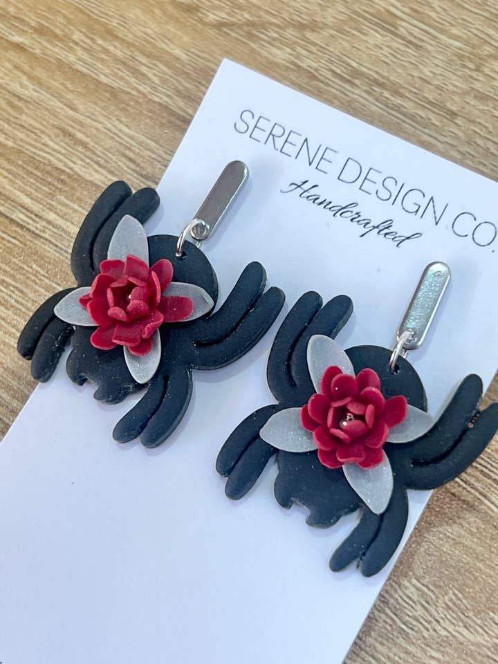 Floral Spider Earrings for wholesale by Serene Design Co.