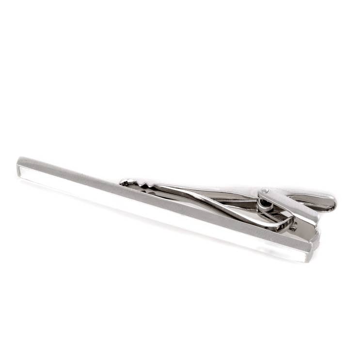 Rhodium plated & "Mother of Pearl" Tie Bar for wholesale by BeyBerk International