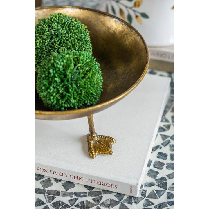 A&B Home Group Inc. - Wholesale Decorative Tray - S/2 D12x3" Gold Iron Accent Trays with Duck Feet3
