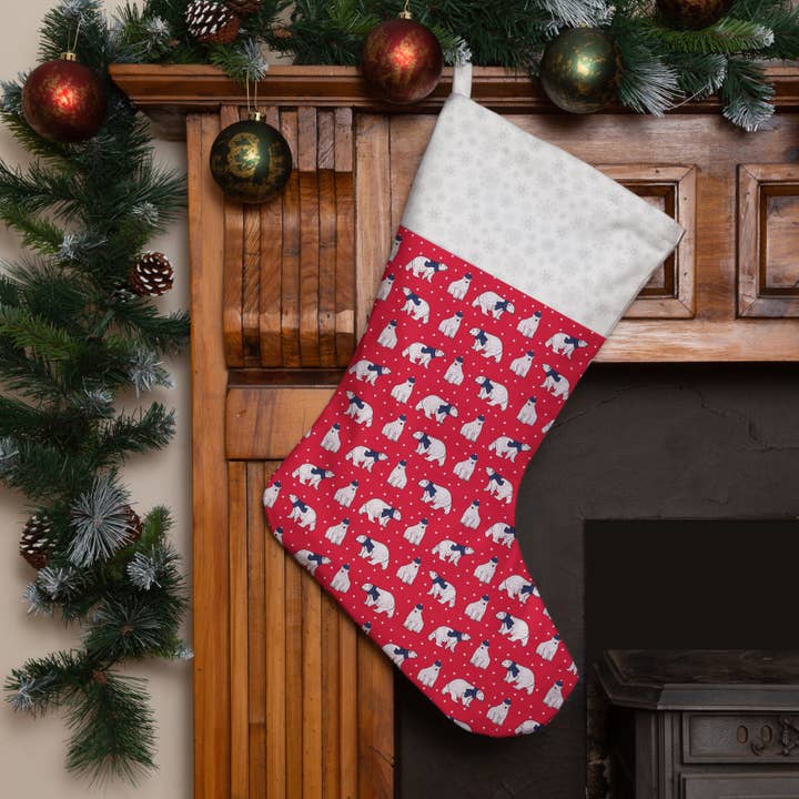 Christmas Stocking - Red Polar Bears Design for wholesale by Alphabet Gifts