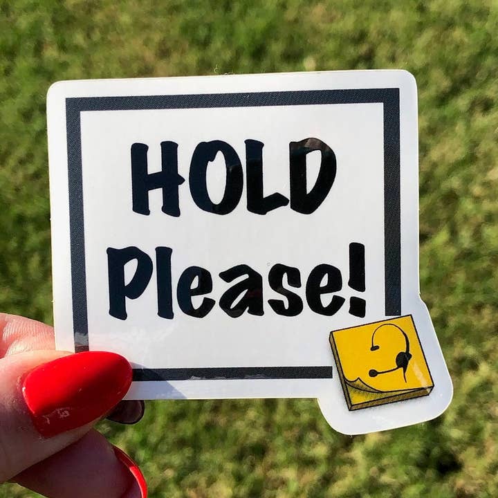 Scenhantering/Teater Vinylklistermärke: "Vänligen vänta" för wholesale av Lucky Ladybug labs