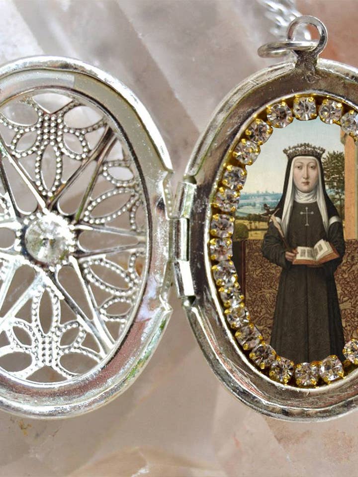 Saint Catherine af Bologna Vedhæng, Catherine de Vigri, Håndlavet Katolsk Kristent Halskæde med Medaljon for engroshandel hos MariaSantissimaShop