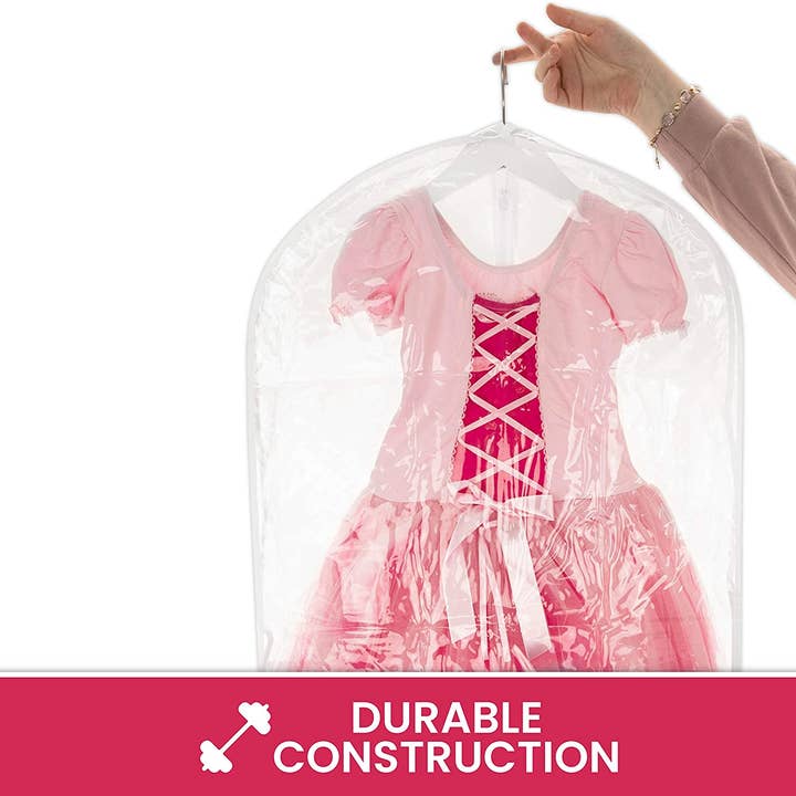 Bagsko - Wholesale Costume - Kids - Clear Dance Costume Garment Bag with Pockets for Kids with Durable Diagonal Zipper Transparent