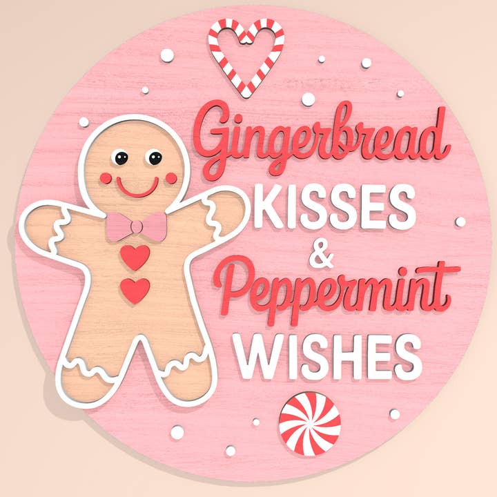 Christmas-Gingerbread Kisses Peppermint Wish Door Hanger DiY for wholesale by Kate's Blanks