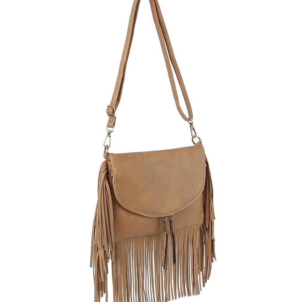 Collections by Fame Accessories - Wholesale Crossbodytas - Dames - Schoudertas met klep en franjes1