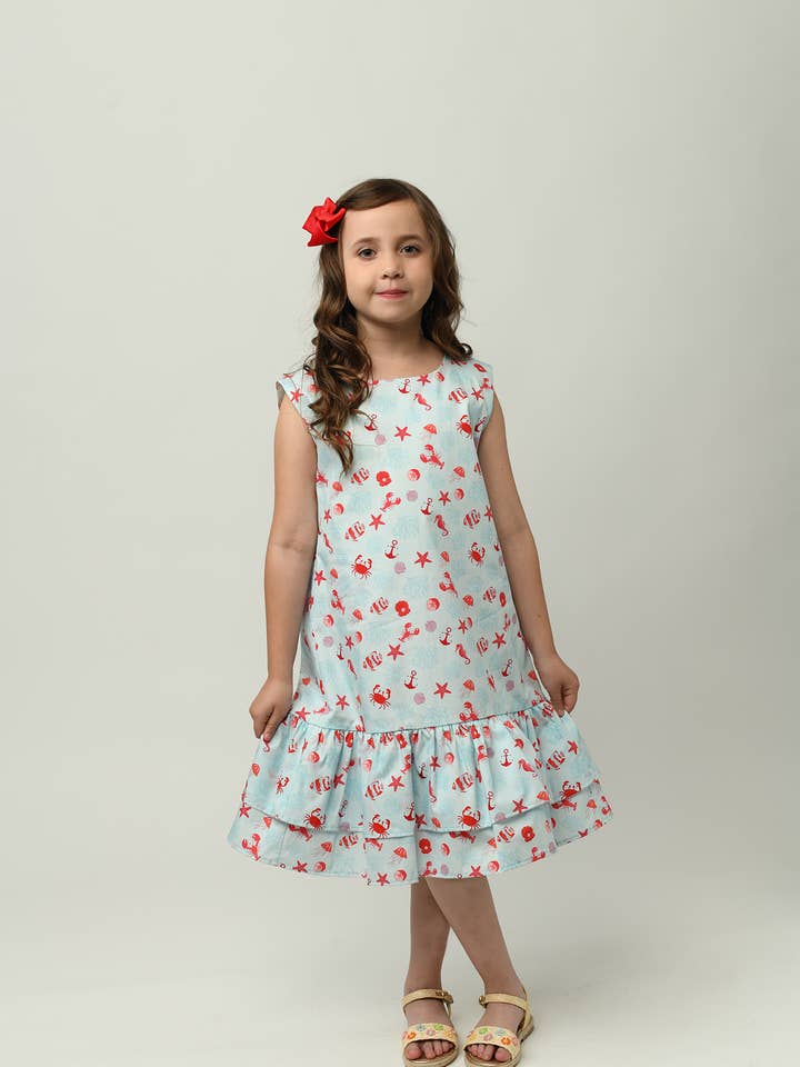 Minna - Wholesale Dress - Kids - Drop waist Dress - Summertime at the Cape Sea Creatures3