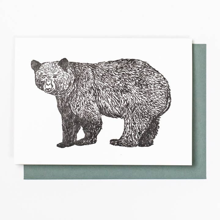 Nature Letterpress Greeting Card: Appalachian Black Bear for wholesale by Macon York Press