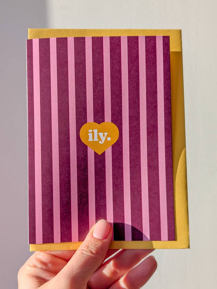 Minimalist Retro ily Heart Greeting Card for wholesale by Louisa Kazig