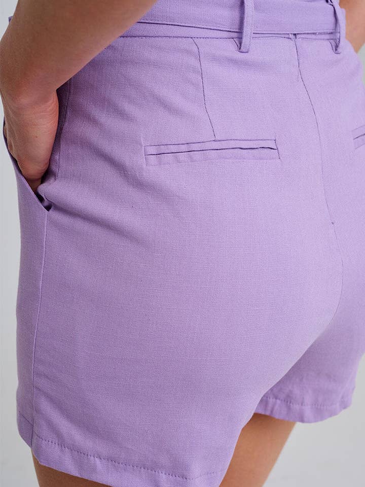 IWT Brands - Wholesale Shorts - Women's - TCH9538- Solid stretch cotton tied high-waist shorts