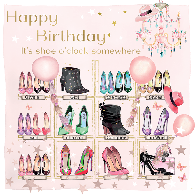 Rush Design Ltd – wholesale Birthday card – Sassy - Shoe O'Clock0