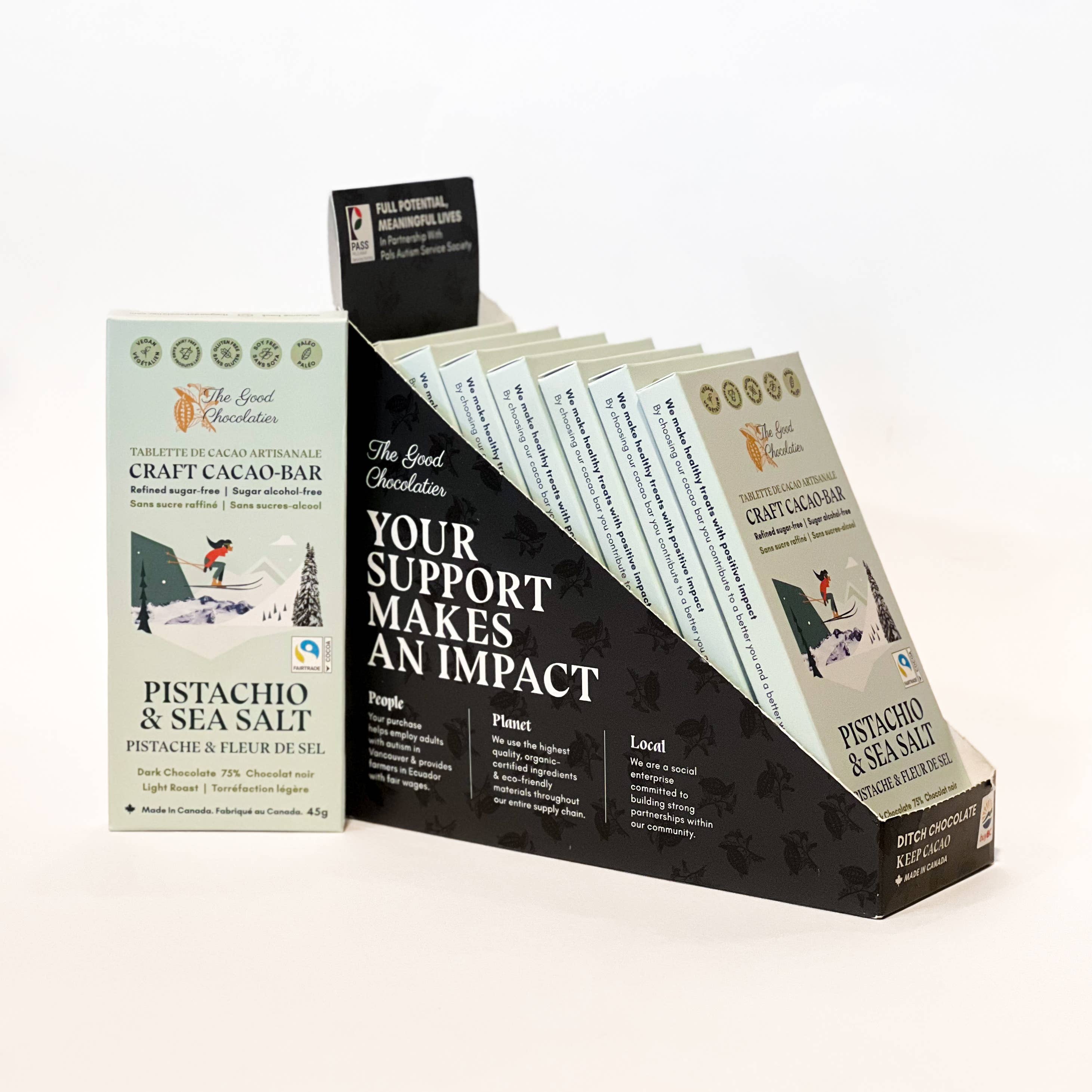 The GOOD Chocolatier – Barra de chocolate por atacado – The GOOD Chocolatier Chocolate Artesanal Pistache e Sal Marinho 75%5