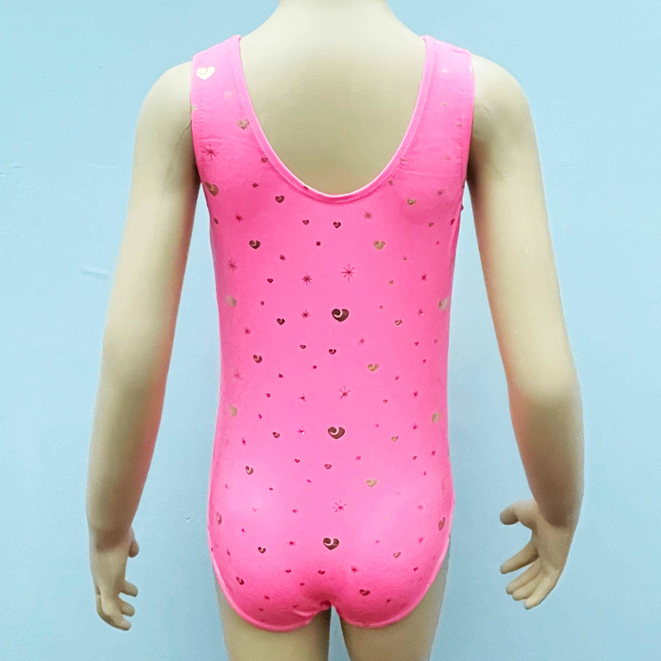 Wenchoice - Wholesale Leotard - Kids - Kid's Hot Pink Heart-Star Leotard With Hair Band2